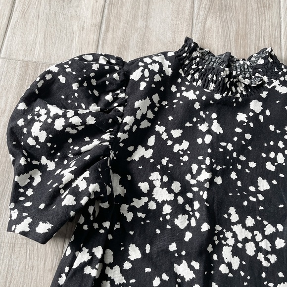 [WhoWhatWear] Puff Sleeve Splatter Print Dress - Picture 6 of 9